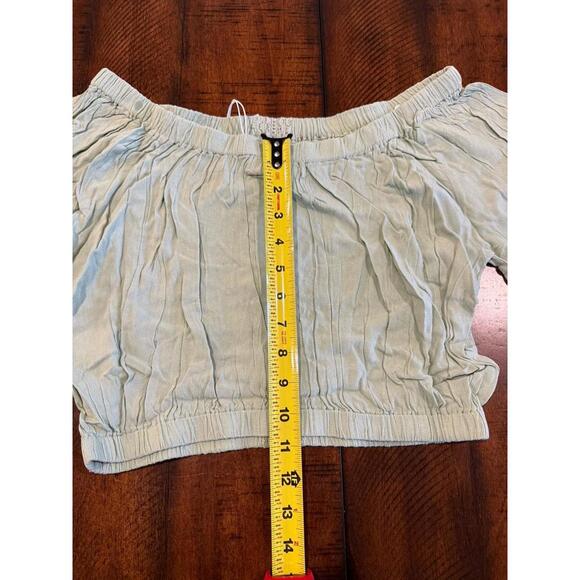 Rachel Parcell Off Shoulder Crop Top - Wash Crepe Sage - Size Large   MSRP $89 - Picture 7 of 8